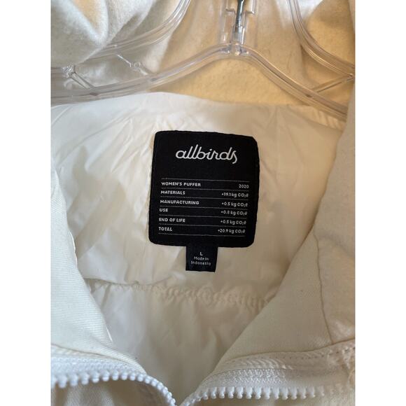 Allbirds Cream Puffer Jacket Merino Wool Blend Large - Picture 3 of 7